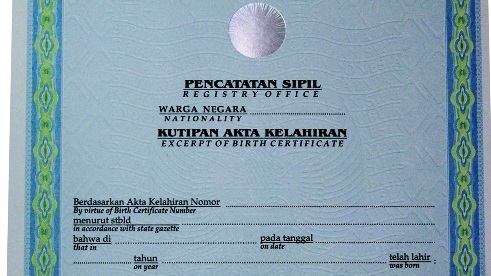 contoh akta kelahiran kosong