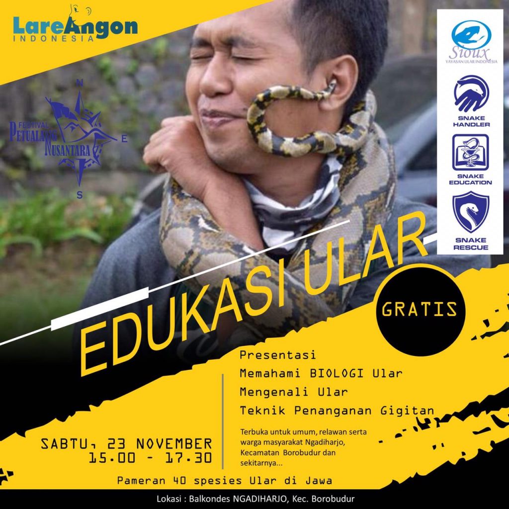 Mantap! Ada Edukasi Ular Gratis di Festival Petualang Nusantara 2019 flyer edukasi ular sioux ular indonesia