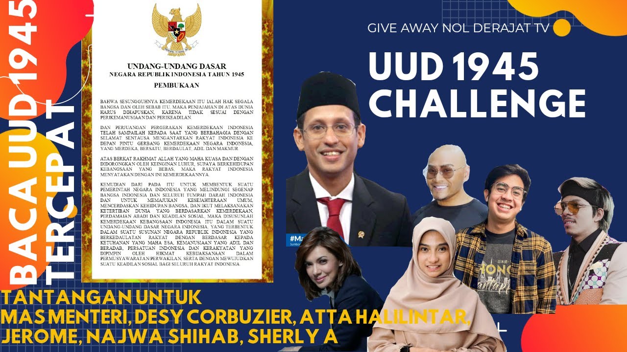 Challenge untuk Mas Menteri, Baca Cepat Teks Pembukaan UUD 1945