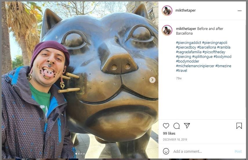 Pria Punya 70 Tindikan di Tubuh (instagram.com/mikthetaper)