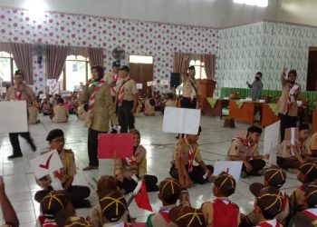 Antisipasi Hujan, Kwarran Wedarijaksa Gelar Pesta Siaga Di Gedung PGRI Setempat