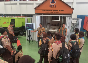 Perwakilan kontingen Raimuna Nasional XII belajar penanggulangan bencana di Ina DRTG Sentul, Bogor (15/8)
